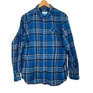 Columbia Sportswear Mens Plaid Long Sleeve‎ Flannel Shirt Omni Wick Blue -  L